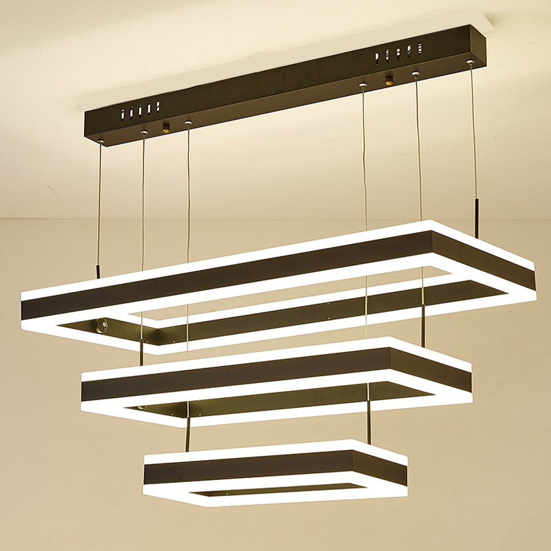 Black Tiered Metal Squared Ceiling Pendant Contemporary Ceiling Lighting Fixtures