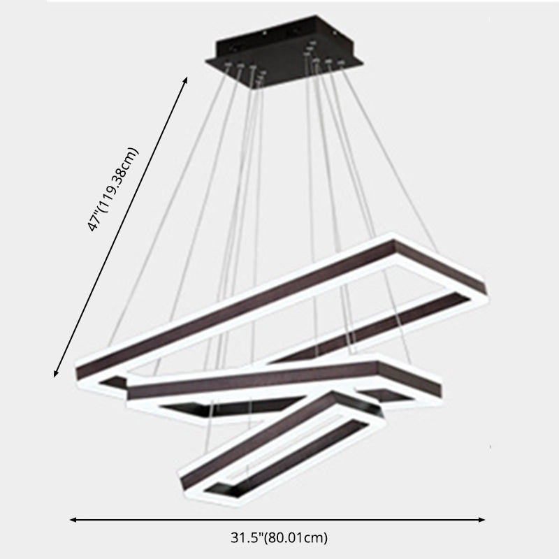 Black Tiered Metal Squared Ceiling Pendant Contemporary Ceiling Lighting Fixtures