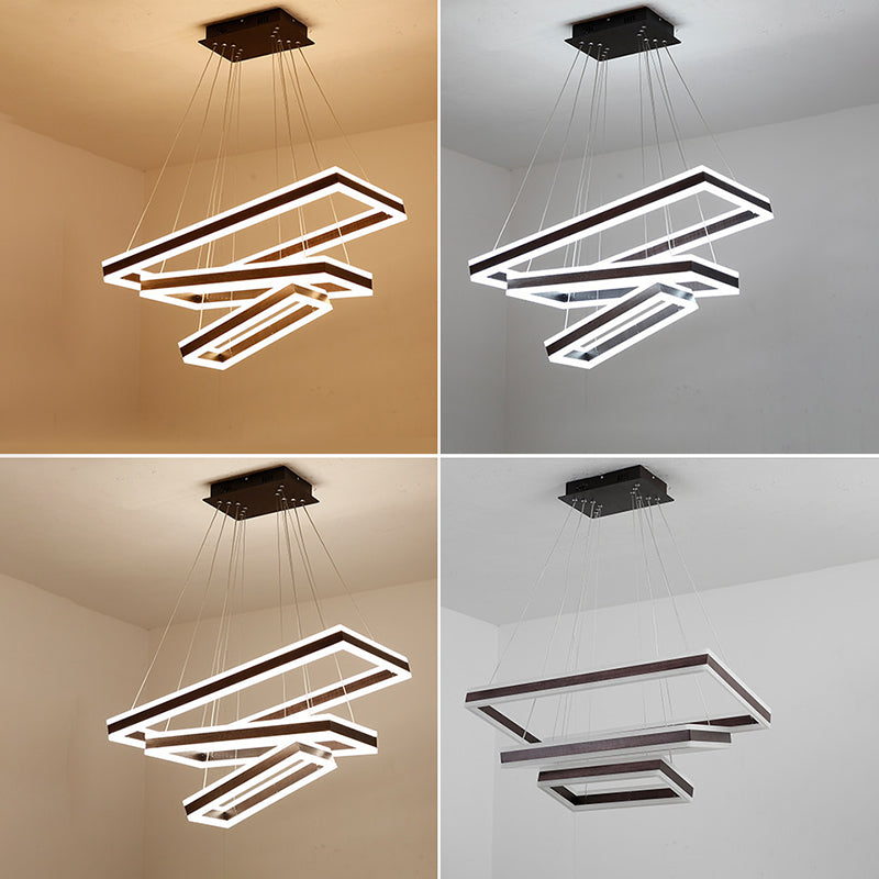 Black Tiered Metal Squared Ceiling Pendant Contemporary Ceiling Lighting Fixtures