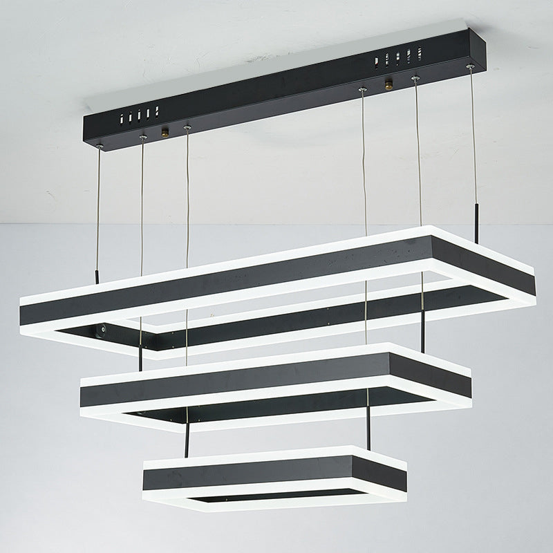 Black Tiered Metal Squared Ceiling Pendant Contemporary Ceiling Lighting Fixtures