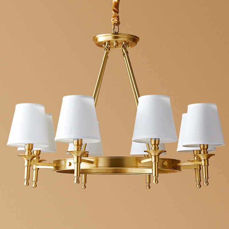 Copper Fabric Chandelier Light Fixtures Cone Ceiling Light Fixture for Living Room