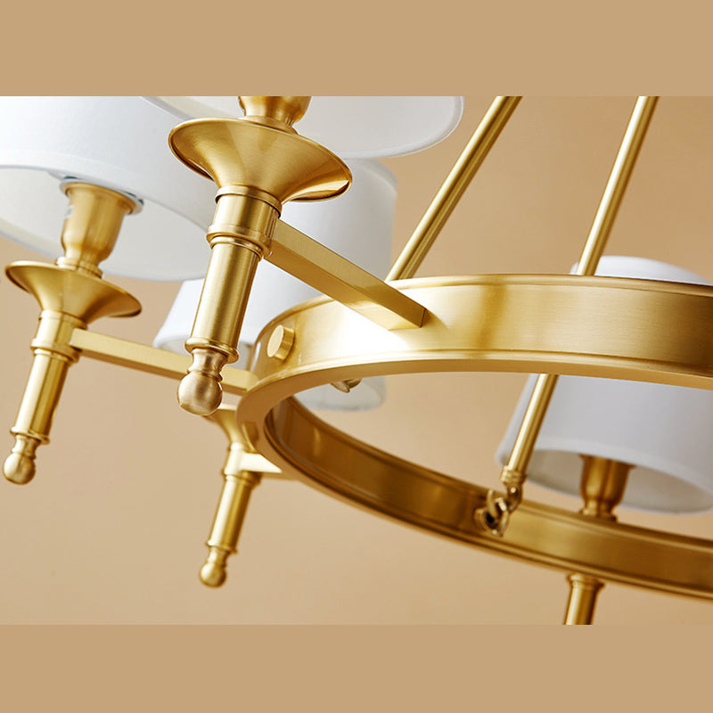 Copper Fabric Chandelier Light Fixtures Cone Ceiling Light Fixture for Living Room