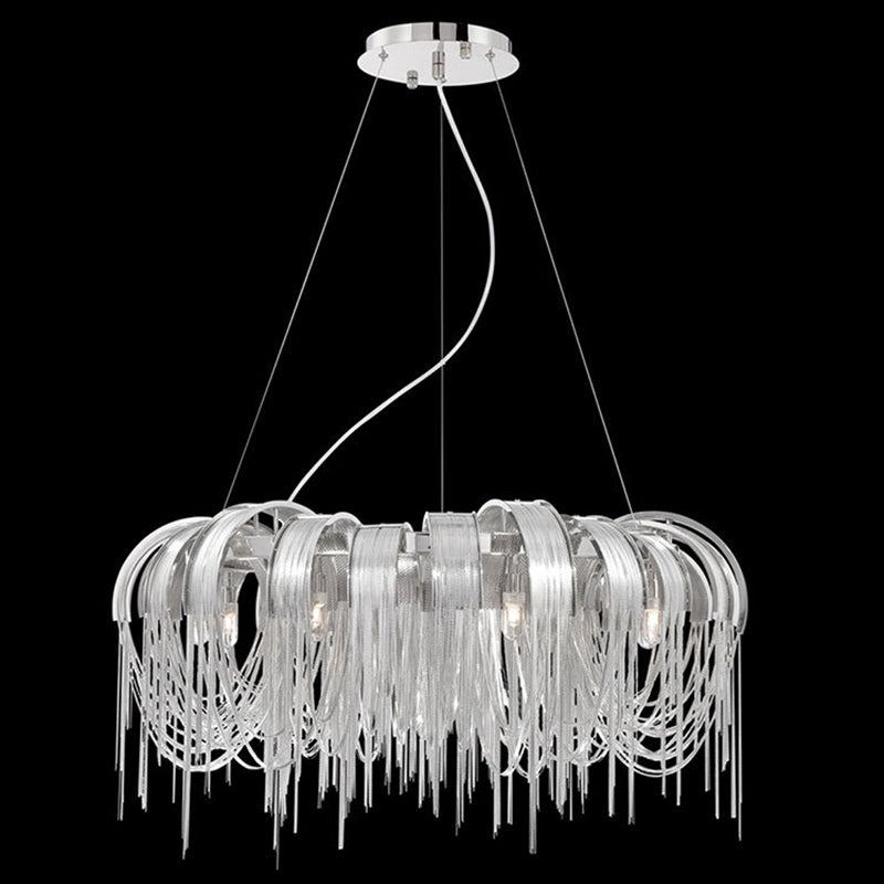 Metal Chain Shade Chandelier Light Fixtures Contemporary Hanging Lamp for Living Room