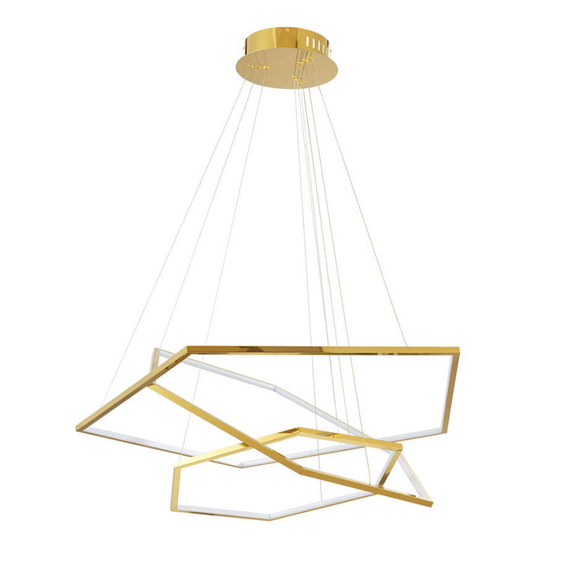 Contemporary Tiered LED Hanging Ceiling Lights Gold Metal Pendant Chandelier for Living Room