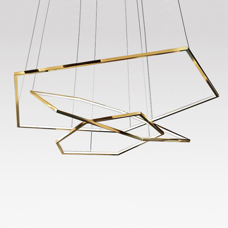 Contemporary Tiered LED Hanging Ceiling Lights Gold Metal Pendant Chandelier for Living Room