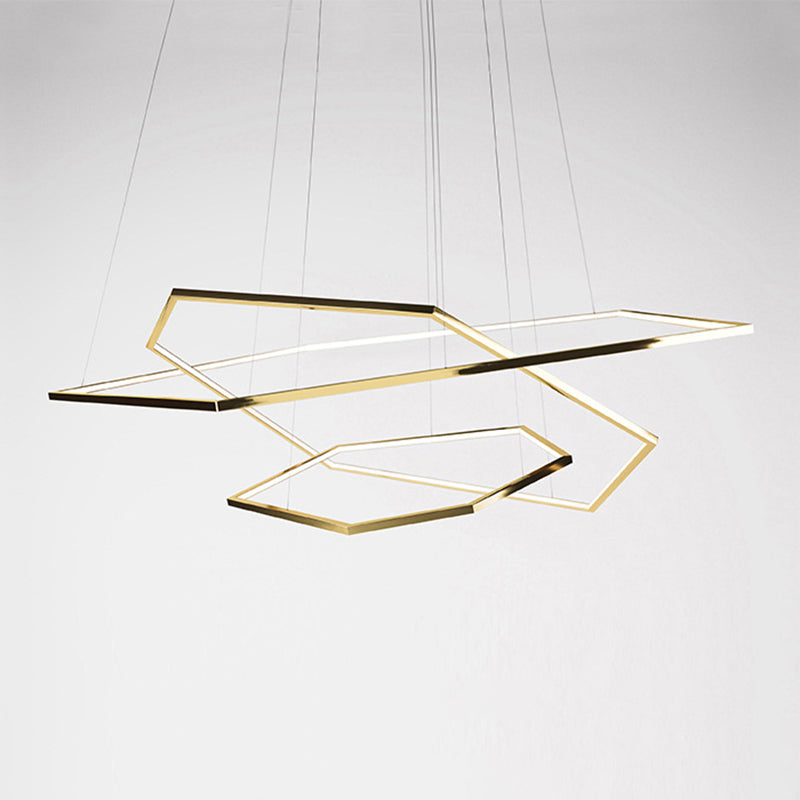 Contemporary Tiered LED Hanging Ceiling Lights Gold Metal Pendant Chandelier for Living Room