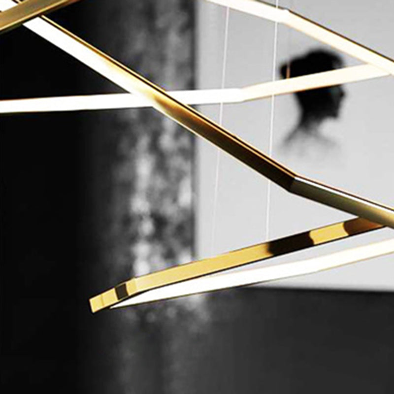 Contemporary Tiered LED Hanging Ceiling Lights Gold Metal Pendant Chandelier for Living Room