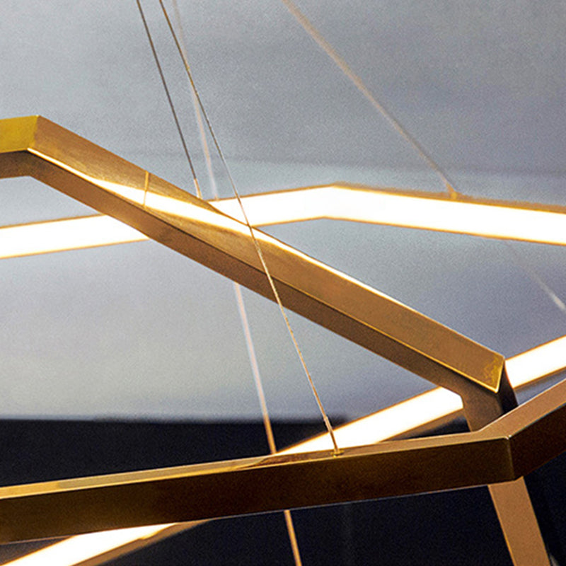 Contemporary Tiered LED Hanging Ceiling Lights Gold Metal Pendant Chandelier for Living Room