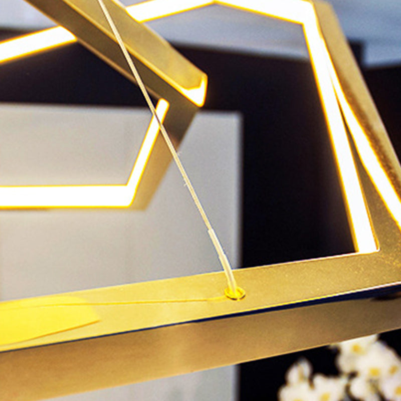 Contemporary Tiered LED Hanging Ceiling Lights Gold Metal Pendant Chandelier for Living Room