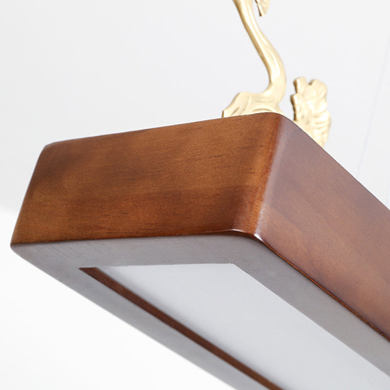 Nueva lámpara de lámpara de madera moderna colgante de isla LED lineal para casa de té