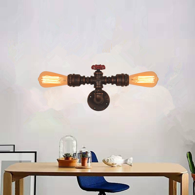 Industrielle Wasserrohrleitungswand montierte licht schmiedeeiseisernde Wandleuchte für Bar