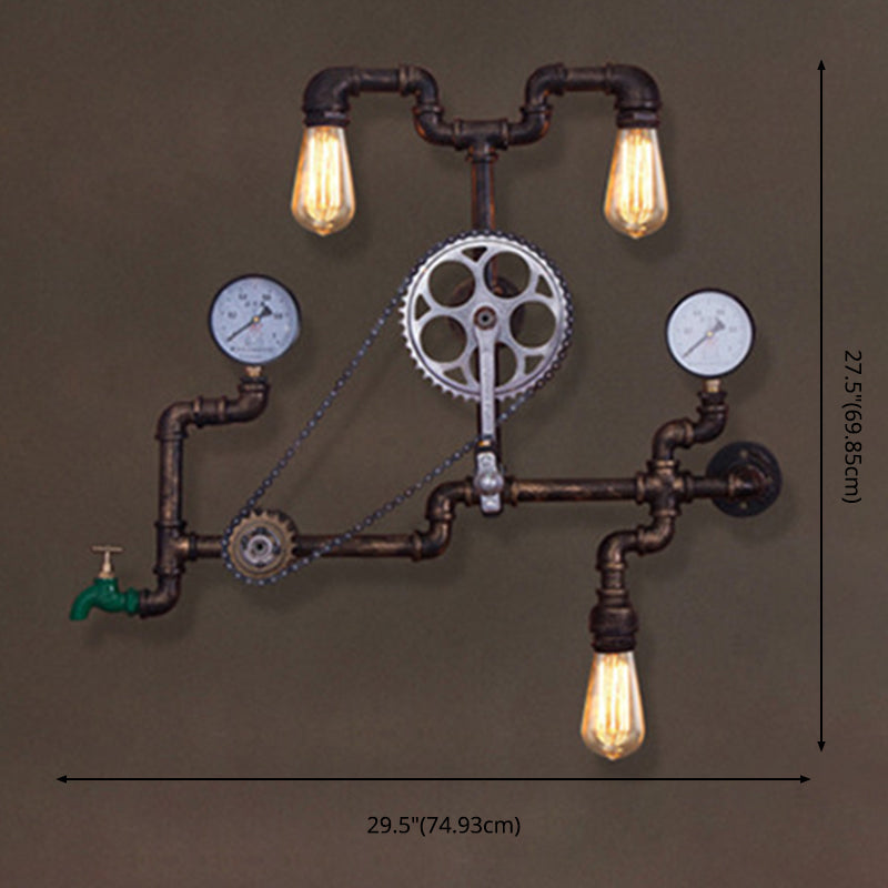 Antike Bronze Eisenwandhalterung Lampe Industriewasser Rohrleitungswand Lichtleuchte für Coffeeshop