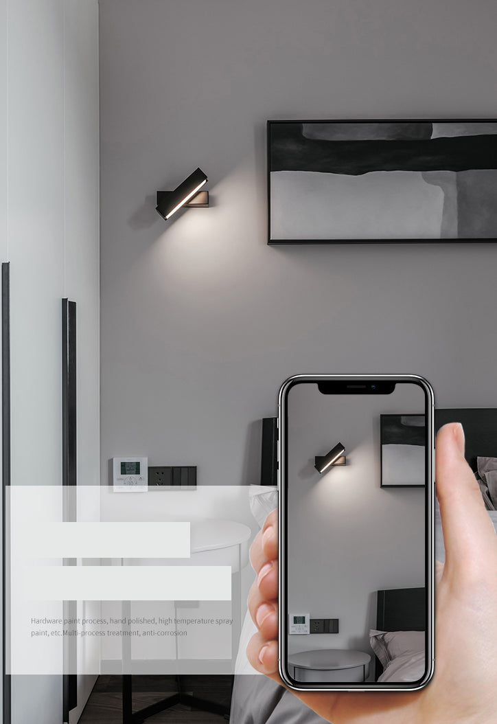 Luz de pared giratoria LED de aluminio en una lámpara de pared acrílica de estilo conciso moderno para dormitorio