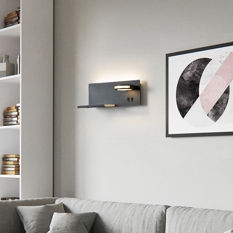 Contemporáneo de 1 luz de pared de pared de pared rectangular de aluminio Luz montada para dormitorio