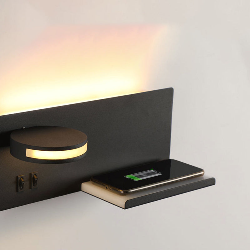 Contemporáneo de 1 luz de pared de pared de pared rectangular de aluminio Luz montada para dormitorio