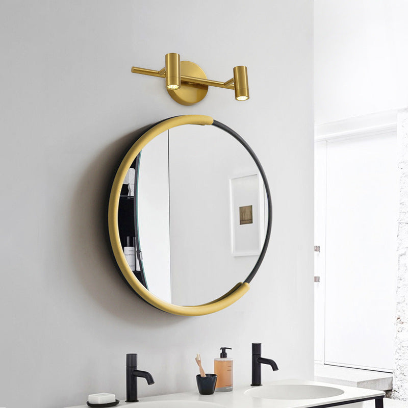 Postmodern Simplicity Cylinder Vanity Sconce Lights Brass Wall Mount Light Fixture for Bathroom