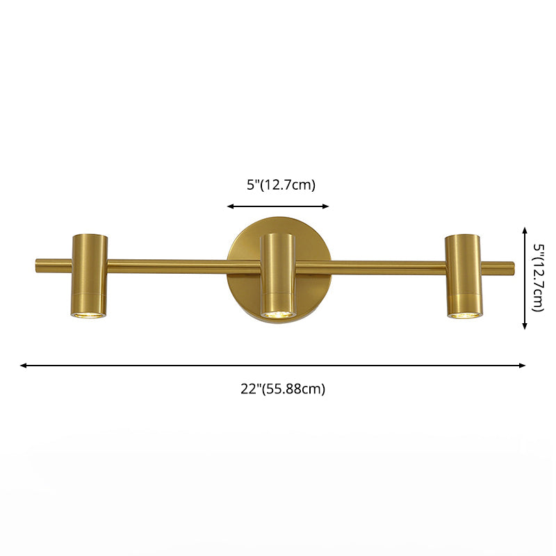 Postmodern Simplicity Cylinder Vanity Sconce Lights Brass Wall Mount Light Fixture for Bathroom