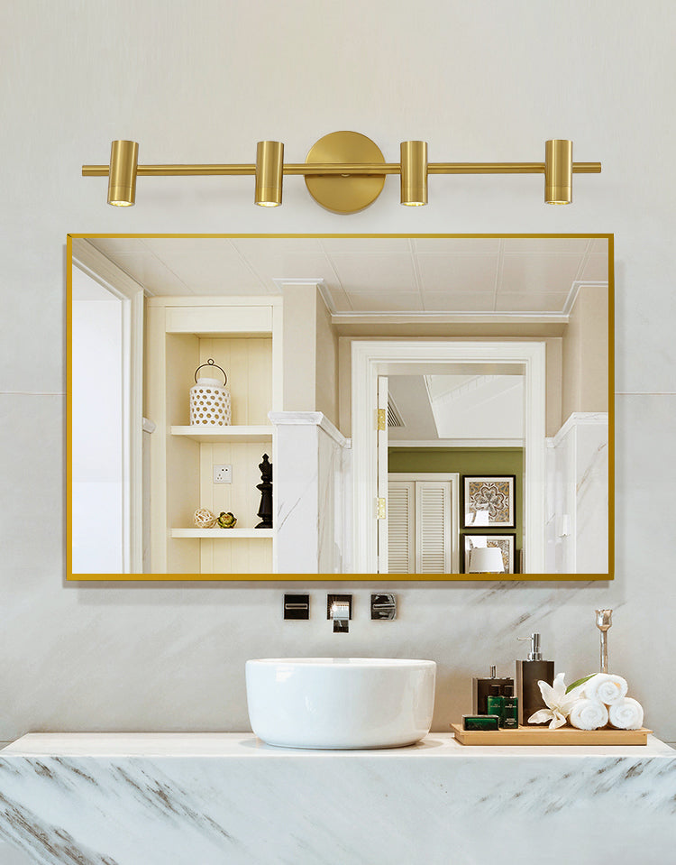 Postmodern Simplicity Cylinder Vanity Sconce Lights Brass Wall Mount Light Fixture for Bathroom