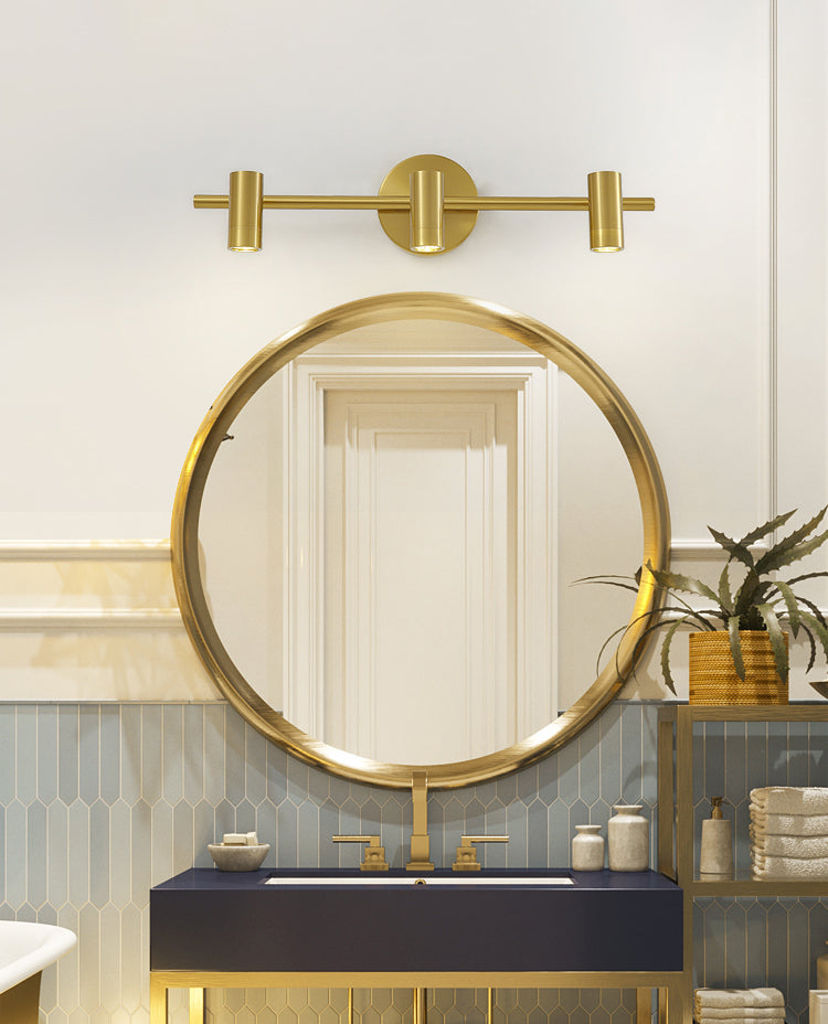 Postmodern Simplicity Cylinder Vanity Sconce Lights Brass Wall Mount Light Fixture for Bathroom