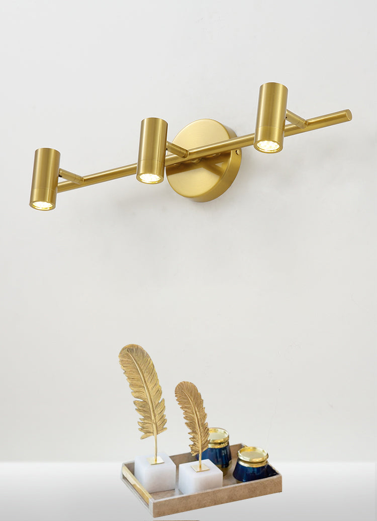 Postmodern Simplicity Cylinder Vanity Sconce Lights Brass Wall Mount Light Fixture for Bathroom