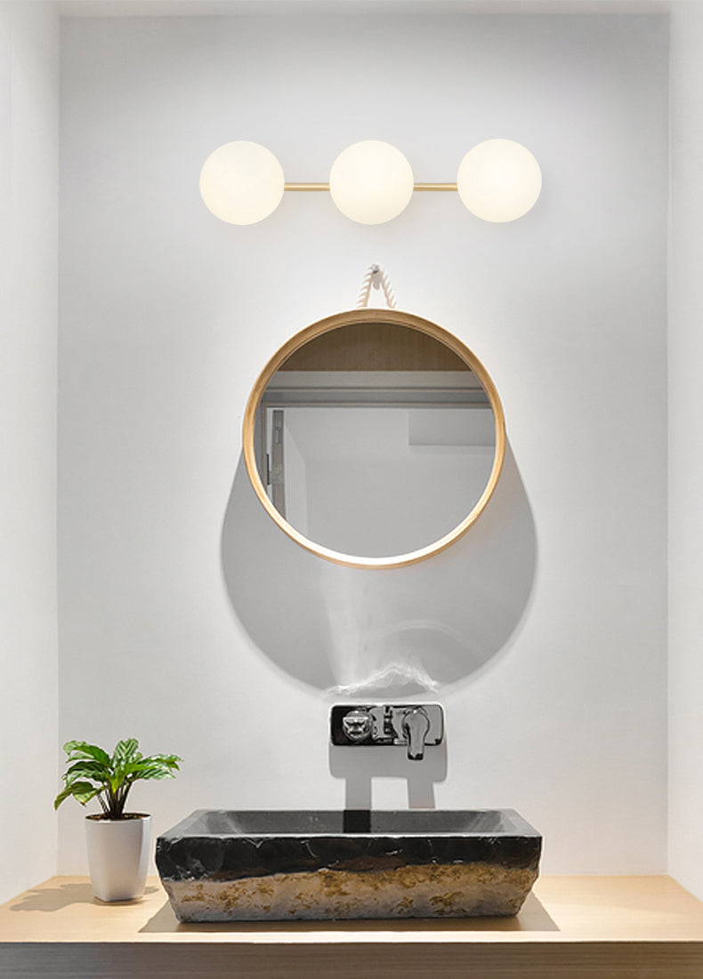 Postmodern Globe Vanity Sconce Lights Milk Glass Wall Mount Light Fixture for Bathroom