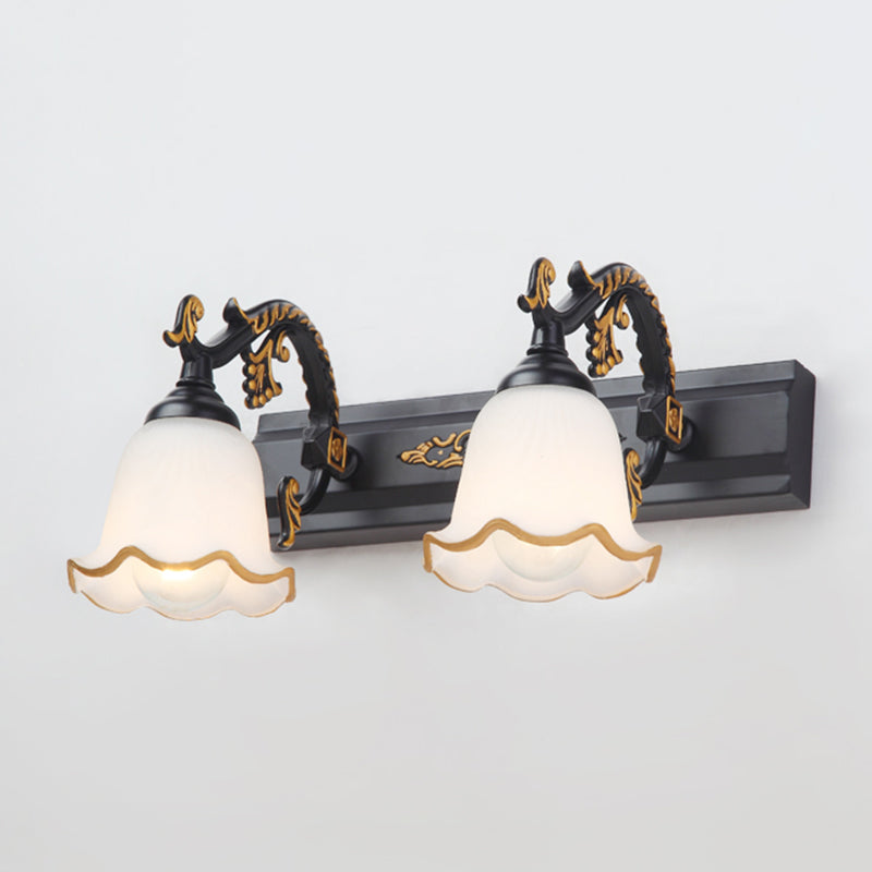 Traditional Simplicity Bell Vanity Sconce Lights Milk Glass Wall Mount Light Fixture for Bathroom