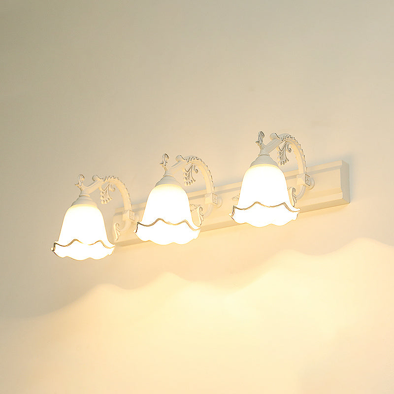 Traditional Simplicity Bell Vanity Sconce Lights Milk Glass Wall Mount Light Fixture for Bathroom