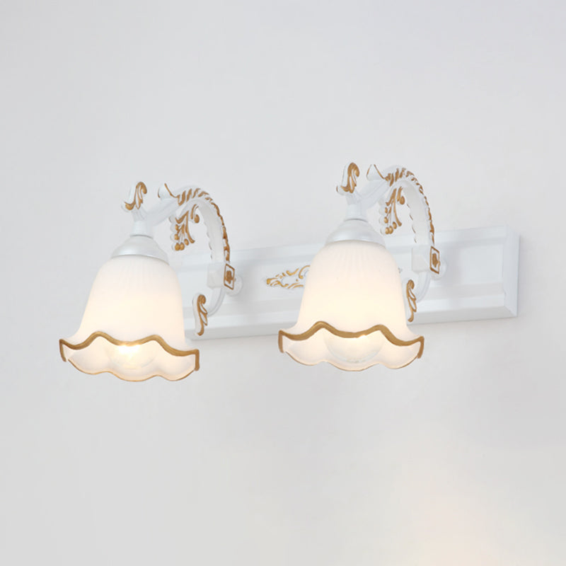 Traditional Simplicity Bell Vanity Sconce Lights Milk Glass Wall Mount Light Fixture for Bathroom