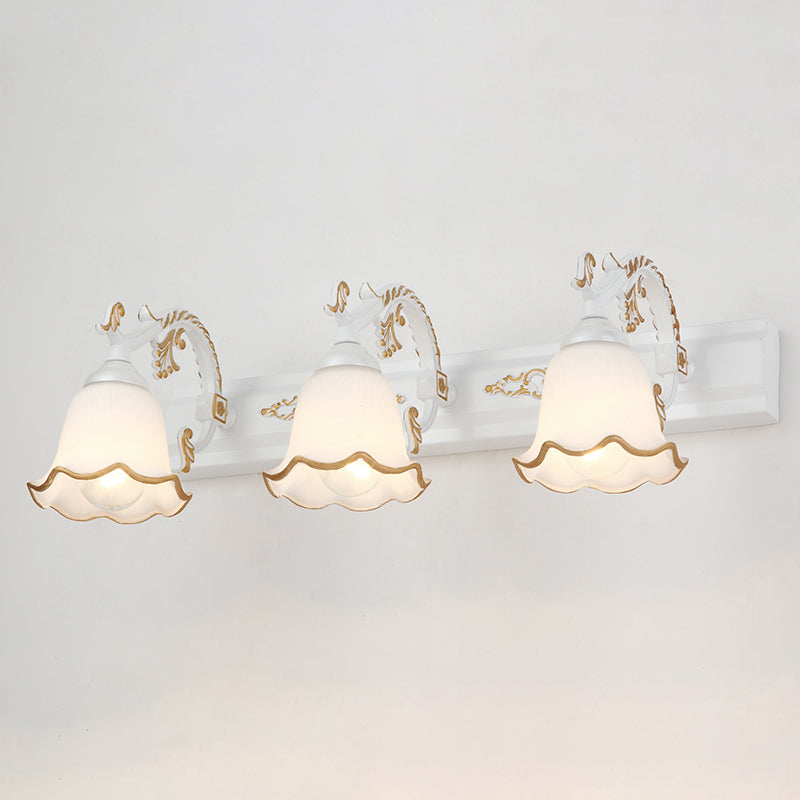 Traditional Simplicity Bell Vanity Sconce Lights Milk Glass Wall Mount Light Fixture for Bathroom