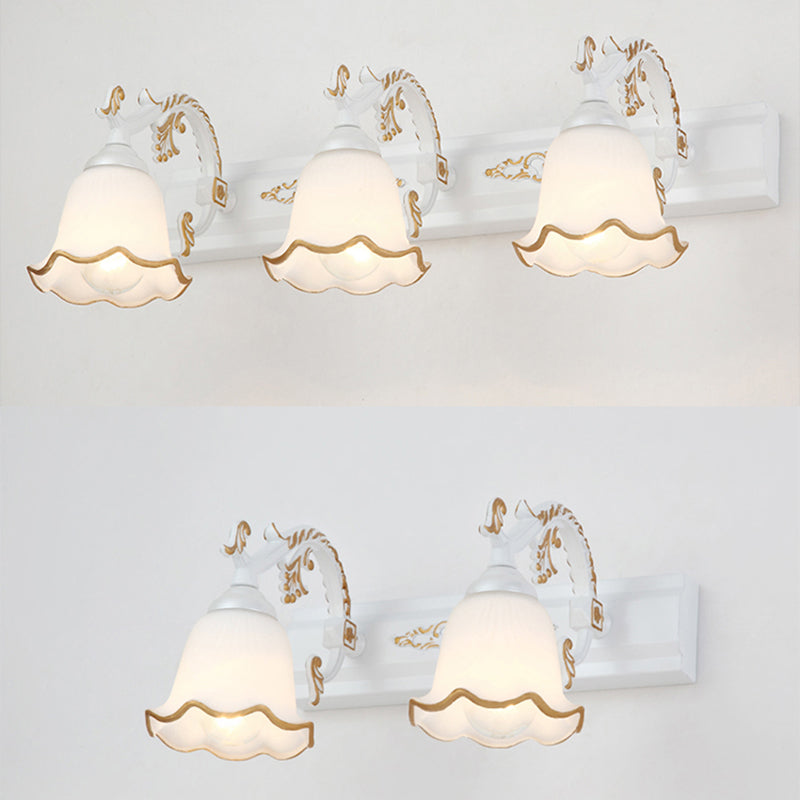 Traditional Simplicity Bell Vanity Sconce Lights Milk Glass Wall Mount Light Fixture for Bathroom