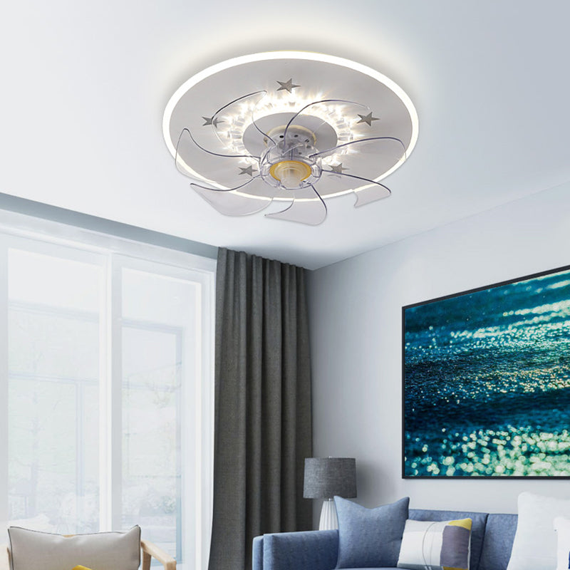 Weiße Stern Deckenlüftel Lampe Nordic LED Metal Semi Flush Mount Light für Schlafzimmer