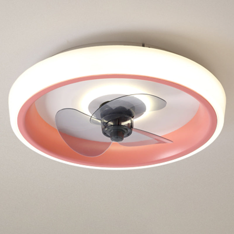 Fernbedienungssteuerungs -LED -Deckenlüfter Macaron Acryl Schlafzimmer Halbflush -Halterung Lampe