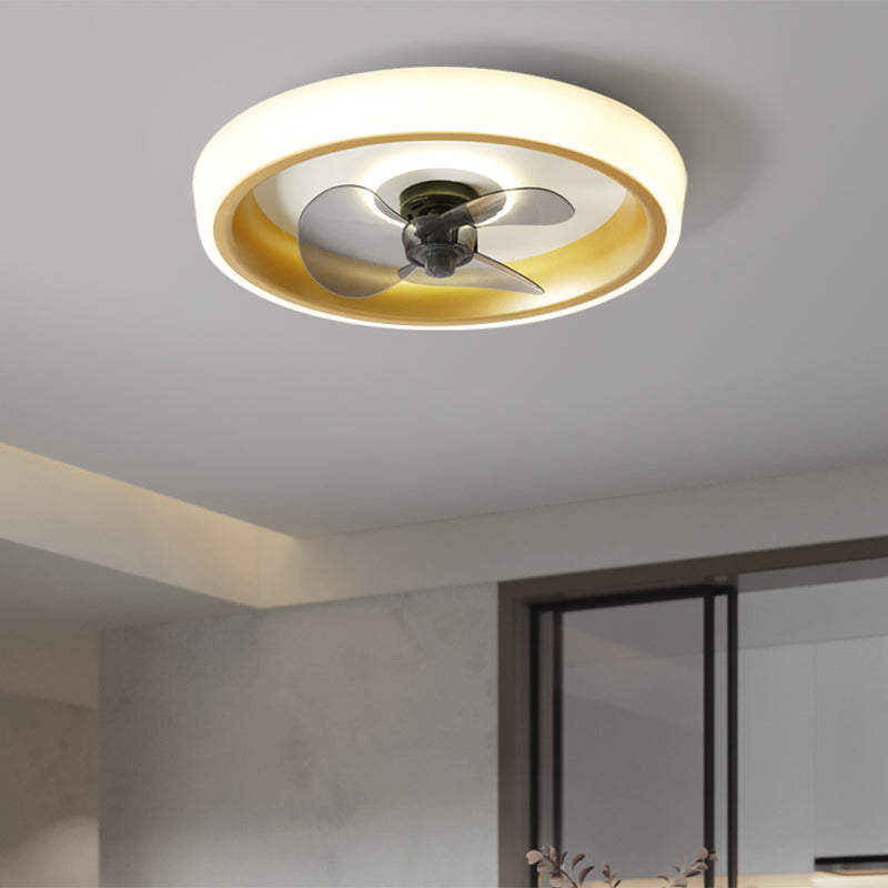 Fernbedienungssteuerungs -LED -Deckenlüfter Macaron Acryl Schlafzimmer Halbflush -Halterung Lampe