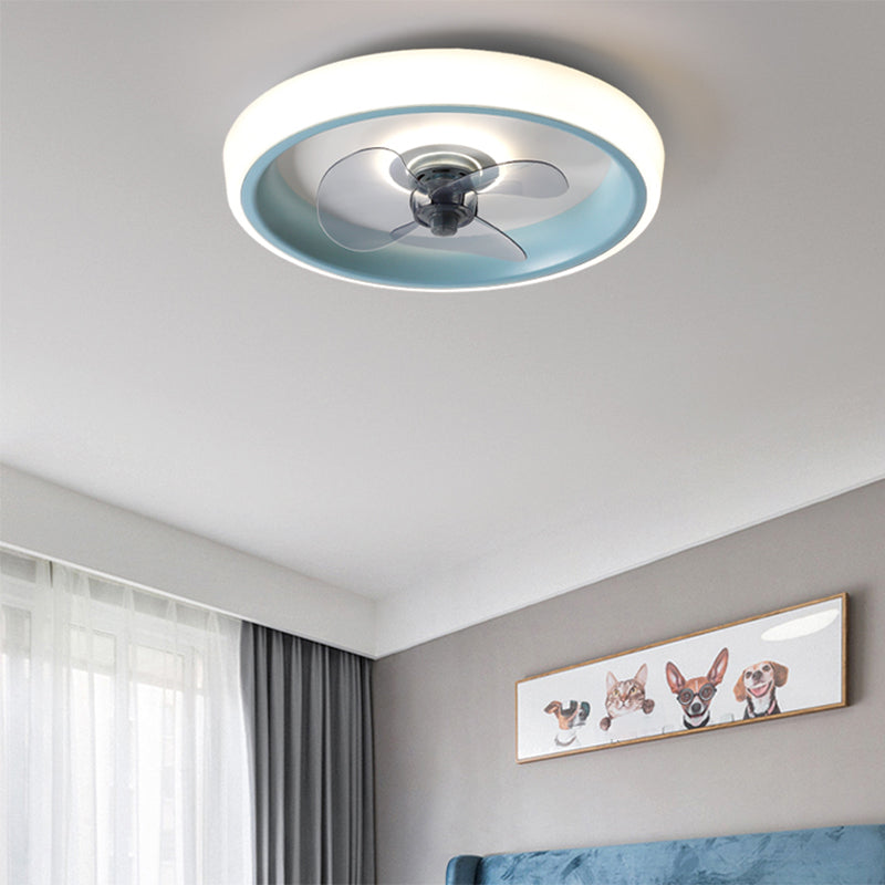 Fernbedienungssteuerungs -LED -Deckenlüfter Macaron Acryl Schlafzimmer Halbflush -Halterung Lampe