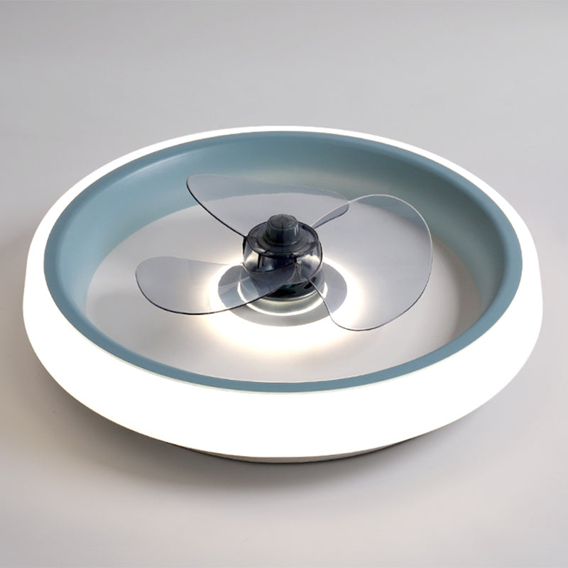 Fernbedienungssteuerungs -LED -Deckenlüfter Macaron Acryl Schlafzimmer Halbflush -Halterung Lampe