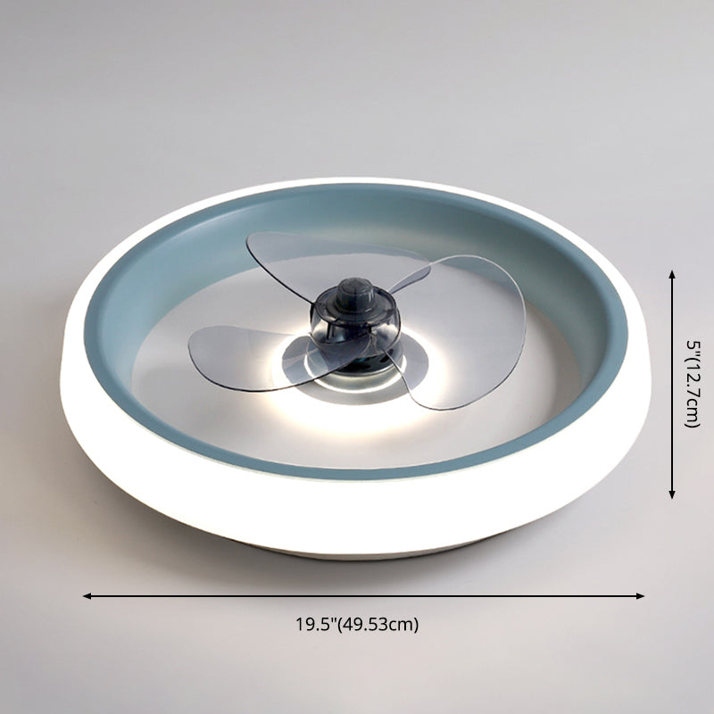 Fernbedienungssteuerungs -LED -Deckenlüfter Macaron Acryl Schlafzimmer Halbflush -Halterung Lampe