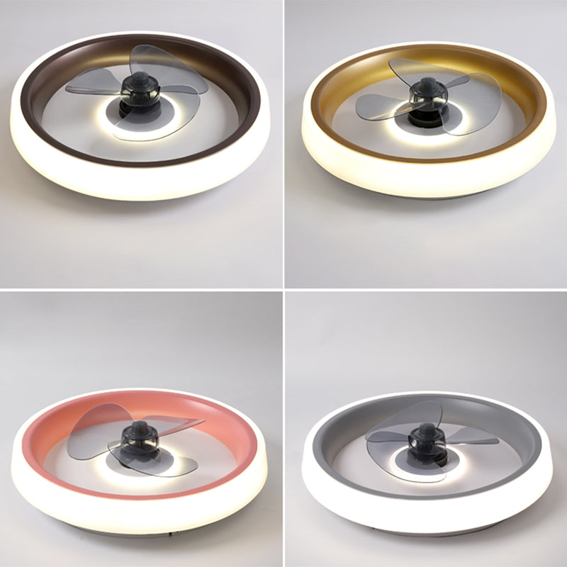 Fernbedienungssteuerungs -LED -Deckenlüfter Macaron Acryl Schlafzimmer Halbflush -Halterung Lampe