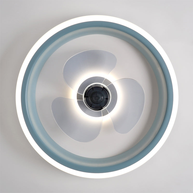 Fernbedienungssteuerungs -LED -Deckenlüfter Macaron Acryl Schlafzimmer Halbflush -Halterung Lampe
