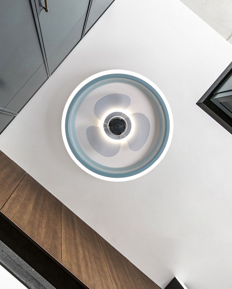 Fernbedienungssteuerungs -LED -Deckenlüfter Macaron Acryl Schlafzimmer Halbflush -Halterung Lampe