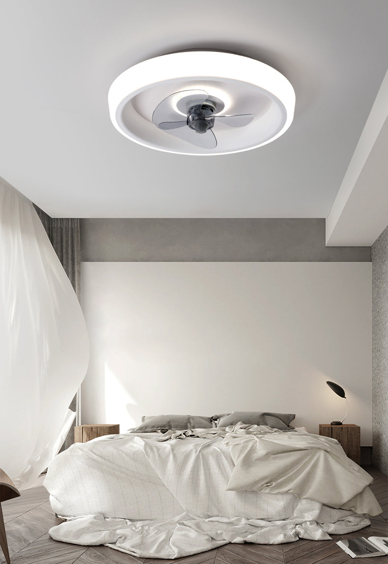 Fernbedienungssteuerungs -LED -Deckenlüfter Macaron Acryl Schlafzimmer Halbflush -Halterung Lampe