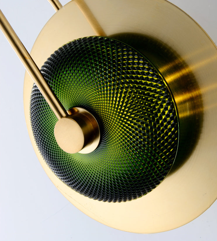 Gold Circular LED Wall Lamp in Modern Luxury Style Metal Indoor Wall Sconce with Glass Shade