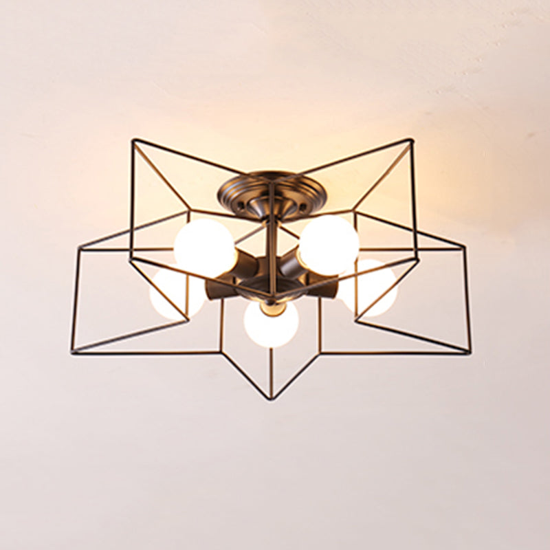 Star Plafond Mount Chandelier Style Black Metal Black près de l'éclairage du plafond