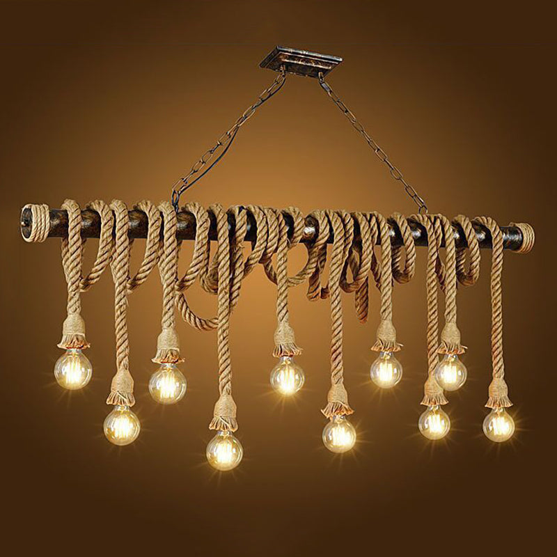 Stile industriale Linear Isola Luce corda il lampadario dell'illuminazione in beige