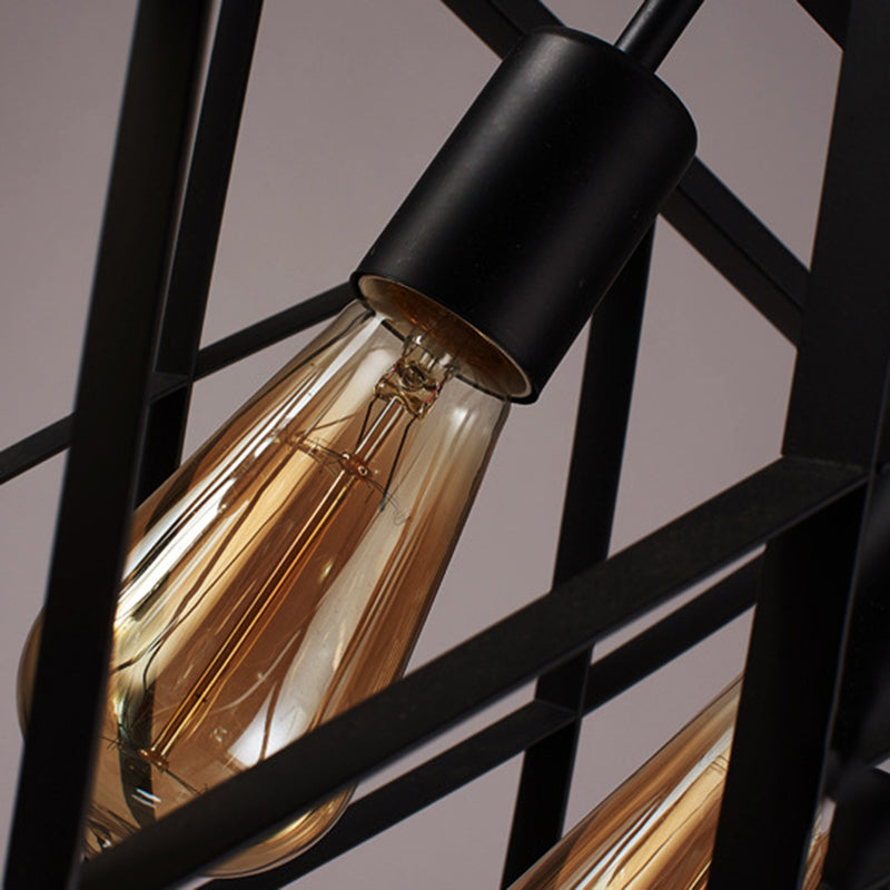 Metal Island Lighting Fixture Style Rectángulo Black Rectange Restaurant Light Hanging Island Light