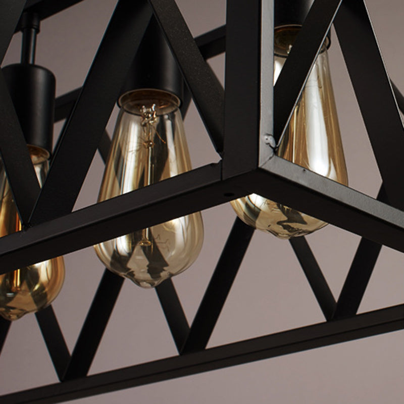 Metal Island Lighting Fixture Style Rectángulo Black Rectange Restaurant Light Hanging Island Light