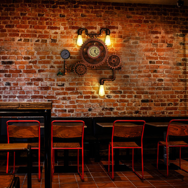 Iluminación de matriz de pared engranaje de estilo industrial Luz de montaje de pared de metal en cobre