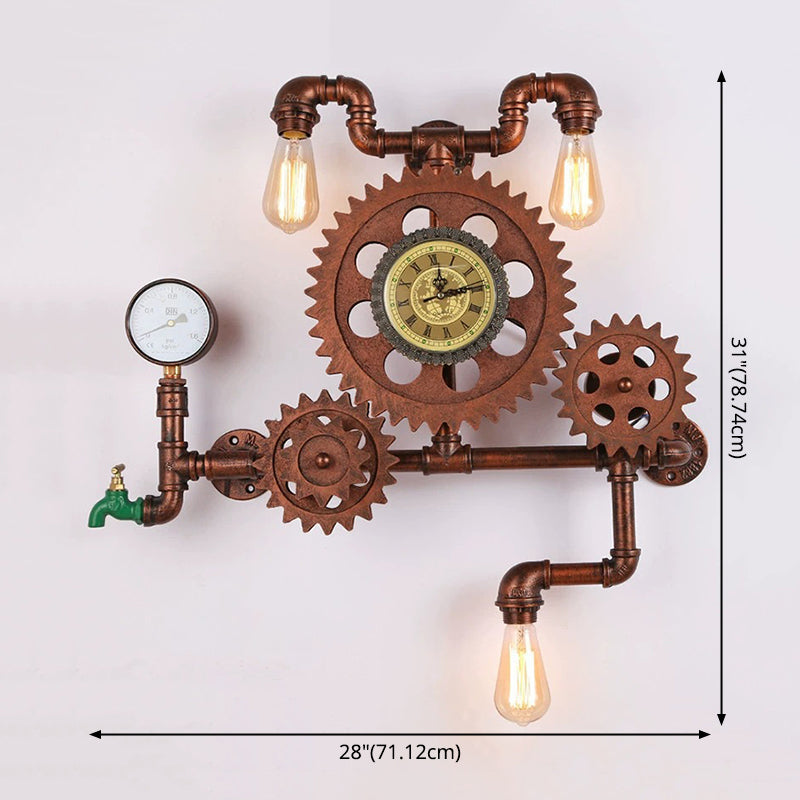 Iluminación de matriz de pared engranaje de estilo industrial Luz de montaje de pared de metal en cobre