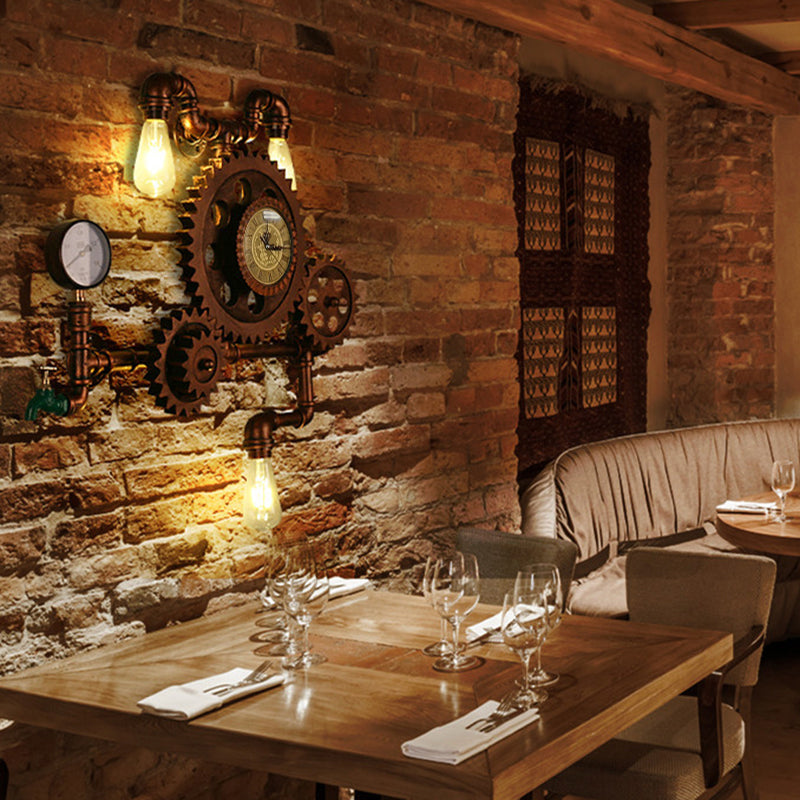 Iluminación de matriz de pared engranaje de estilo industrial Luz de montaje de pared de metal en cobre