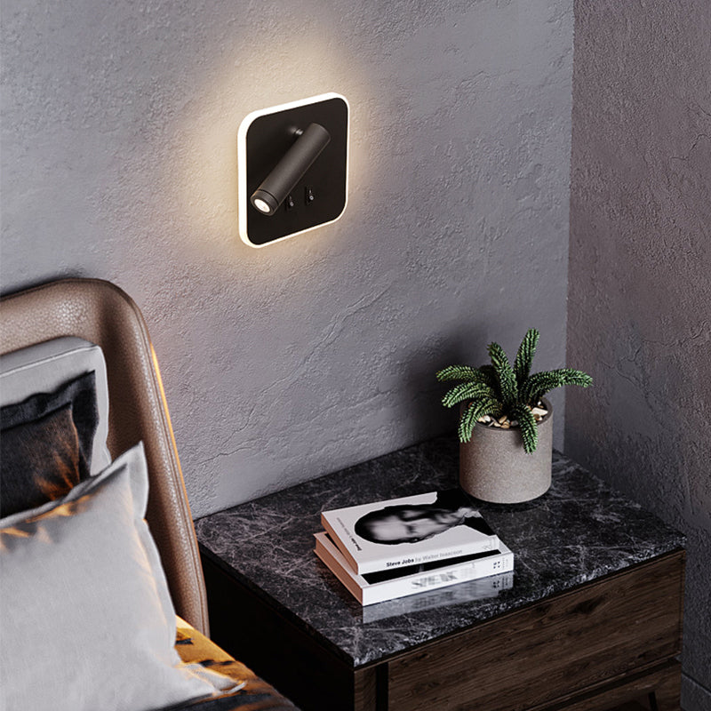 Ponderie murale à LED carrée à 2 lumière dans la simplicité moderne en aluminium givré en aluminium lampe murale pour chambre à coucher