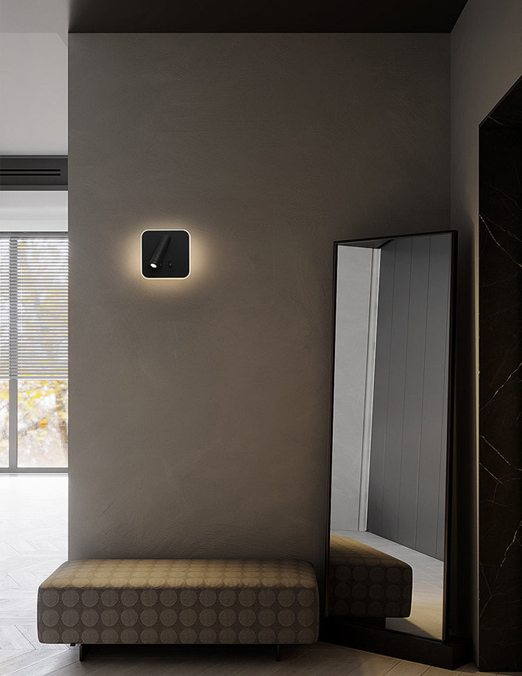 Ponderie murale à LED carrée à 2 lumière dans la simplicité moderne en aluminium givré en aluminium lampe murale pour chambre à coucher